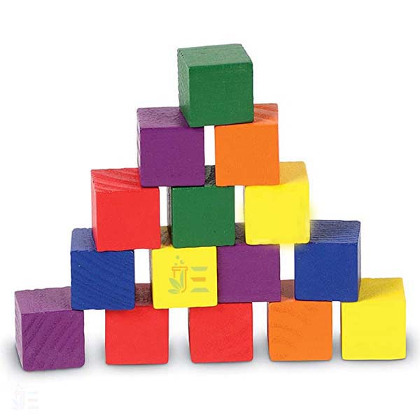 Cubes,wood or plastic, coloured, set