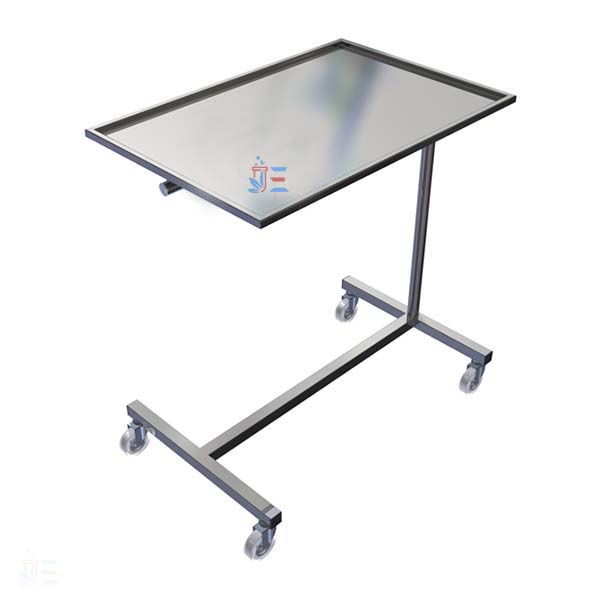 Table, instrument, Mayo type, stainless steel, on castors