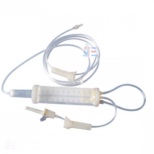 Infusion giving set, with burette, sterile,