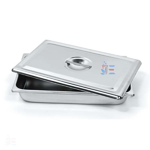 Tray, instruments, stainless steel 310 x 195 x 60mm, with cover